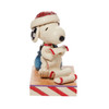 Front side view of Peanuts by Jim Shore Santa Snoopy with List Figurine Statue, 6010323.