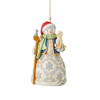 Front view of Heartwood Creek Snowman with Cat Christmas Ornament by Jim Shore, 6011498.