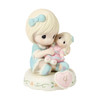 Front right angle view of Precious Moments Growing in Grace Age 4 Blonde Girl with Doll Birthday Figurine, 152010.