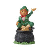 Front view of the Heartwood Creek Leprechaun on Pot of Gold Figurine by Jim Shore, 6012263.