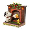 Front left angle view of Peanuts by Jim Shore Snoopy and Woodstock Christmas Fireplace Statue, 6010325.