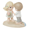Front left angle view of the Precious Moments 'To Have and to Hold' Beach Wedding Couple Figurine, 222030.