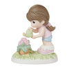 Front view of the Precious Moments 'All Things Grow With Love' Brunette Girl Garden Figurine, 222014.