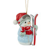 Front right angle view of the Precious Moments 'Tis the Ski-son 14th Annual Snowman Series Christmas Ornament, 231016.