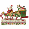 Front view of the Buddy with Santa Claus in Sleigh 'Elf' Figurine by Jim Shore, 6013938.