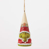 Front view of the Grinch Gnome with Clenched Hands Christmas Ornament by Jim Shore, 6012710.