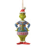 Front view of the Grinch in Ugly Christmas Sweater 2023-Dated Ornament by Jim Shore, 6012707.