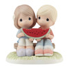 Front view of the Precious Moments 'You're One In A Melon' Summer Couple with Watermelon Figurine, 213003.