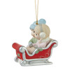 Left side view of the Precious Moments Couple in Christmas Sleigh Ornament, 231034.