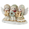 Front left angle view of the Precious Moments Christmas Angels Figurine - 'Joyeux Noel' Limited Edition, 231035.