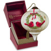 Satin-lined gift box view of the Precious Moments Ne'Qwa 'When Cardinals Appear, Angels Are Near' Cardinals Christmas Ornament, 7231111.