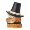 Left side view of the Jim Shore Heartwood Creek Pilgrim Holding Cornucopia 4.13-inch Thanksgiving Figurine, 6014497.