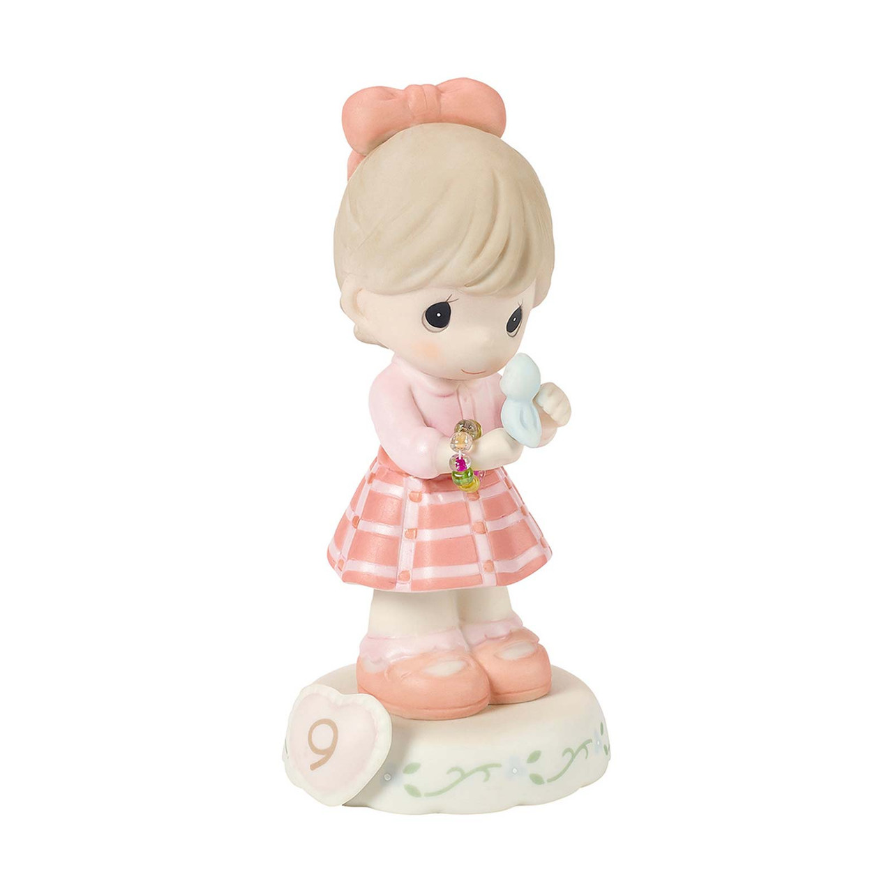 Precious Moments Girl Holding Four-Leaf Clover Figurine Brunette 