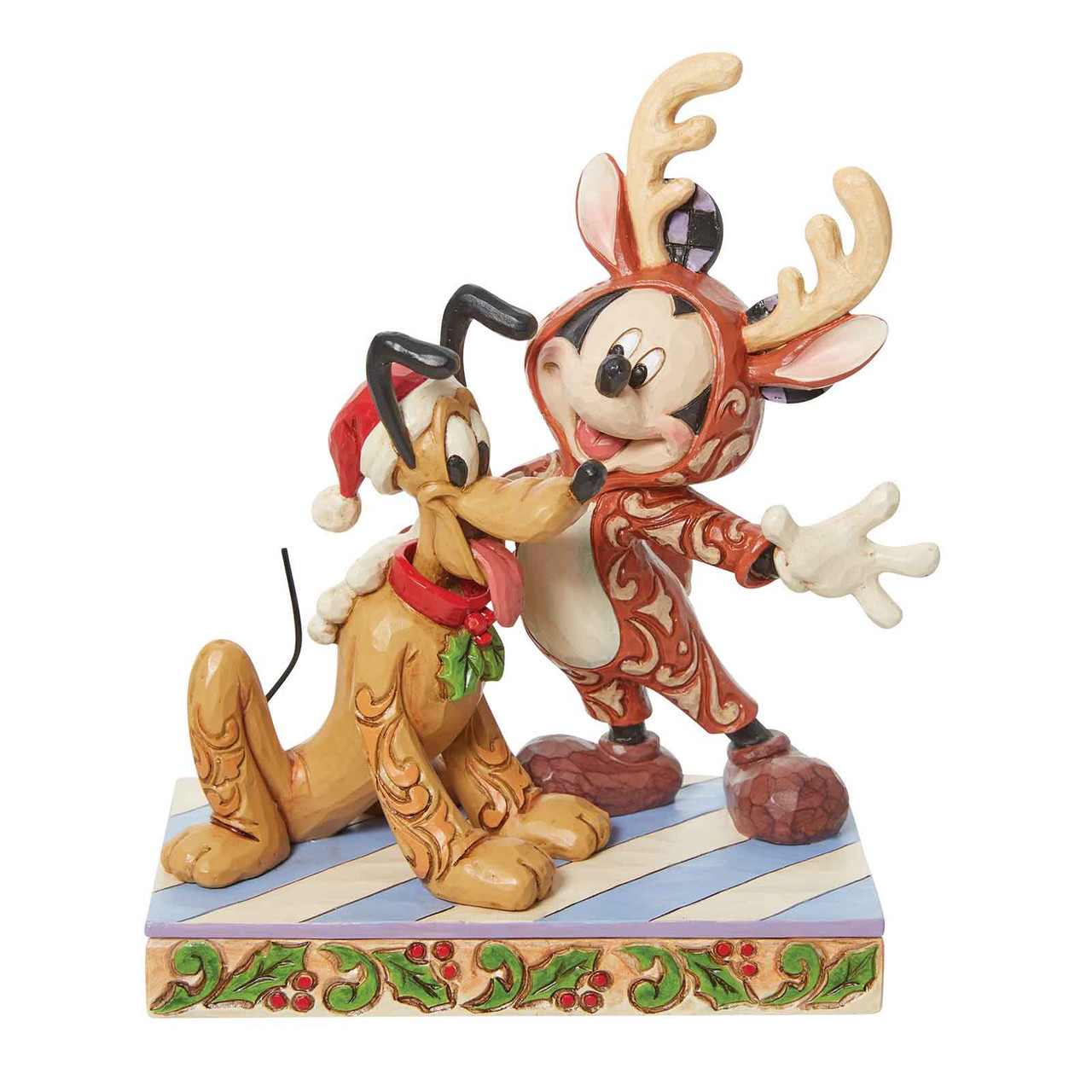 Disney Traditions Mickey Mouse Reindeer with Santa Pluto Christmas Figurine  by Jim Shore