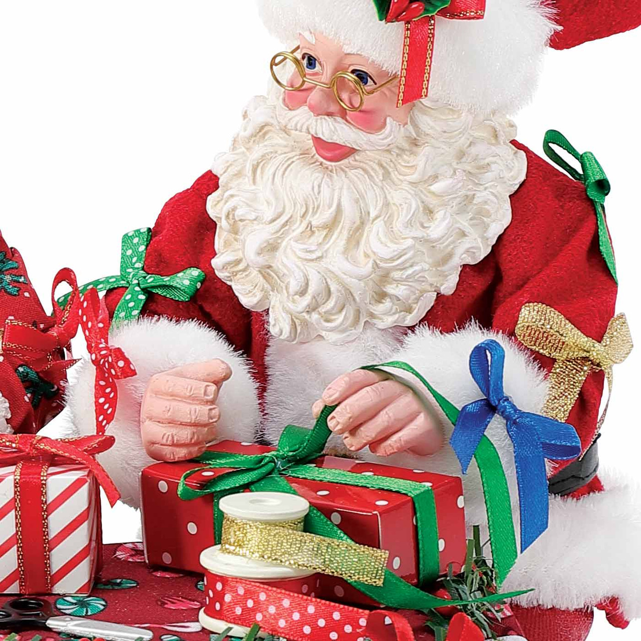Possible Dreams Santa Mrs. Claus Wrapping Presents 9in Christmas