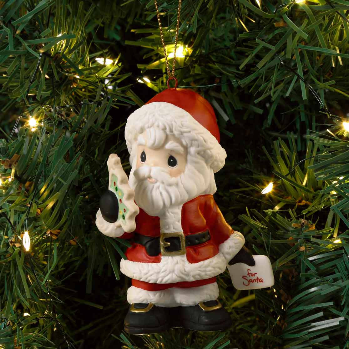 Precious Moments Santa Eating Cookies Porcelain Christmas Tree