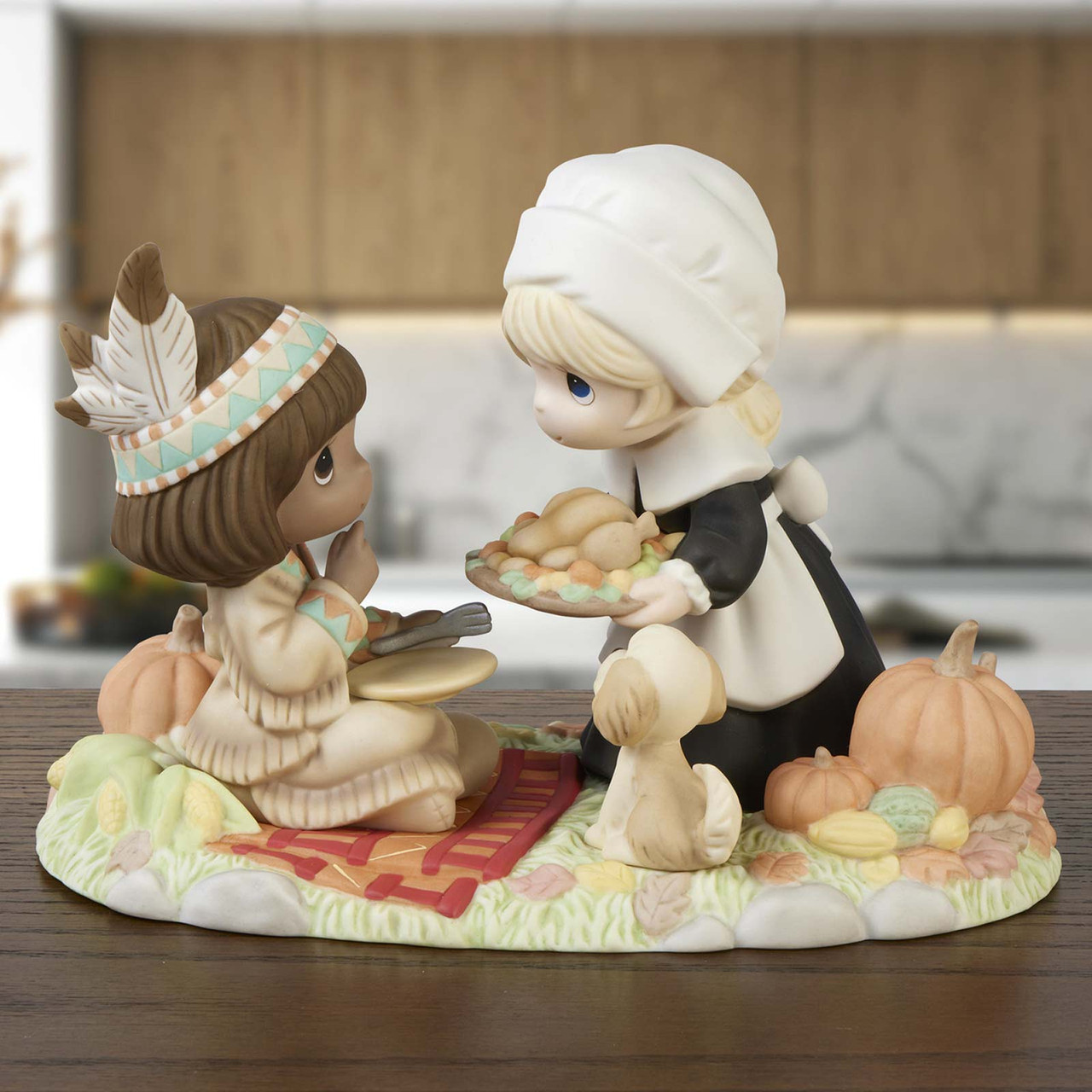 Precious Moments First Thanksgiving Pilgrim Native American Girl