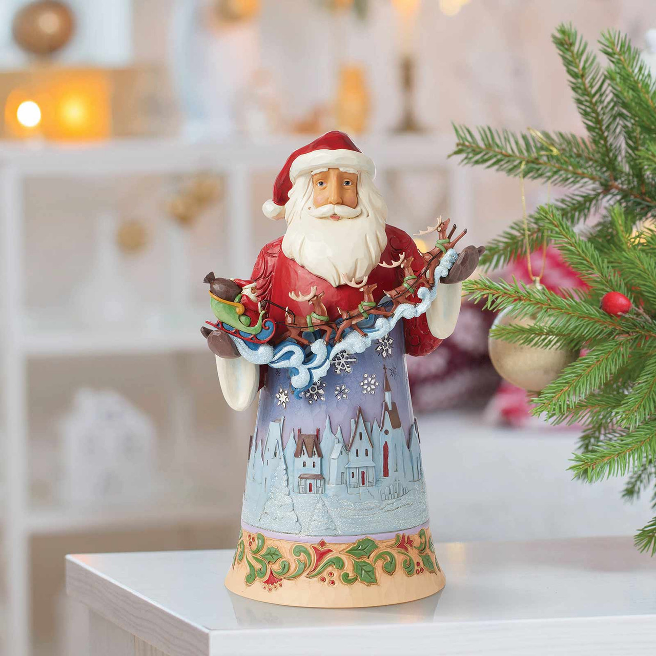 Jim Shore Heartwood Creek Santa Over Night Sky 11.8-inch Statue