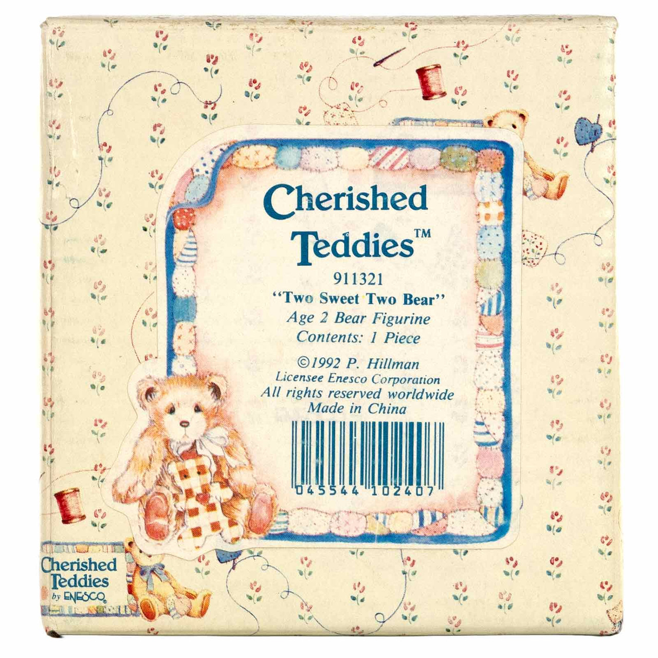 Cherished Teddies 'Two Sweet Two Bear' Age 2 Figurine 1992 Release