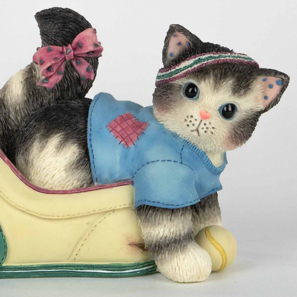 Enesco Calico Kittens Cat in Running Shoe Figurine Vintage 1997 - New
