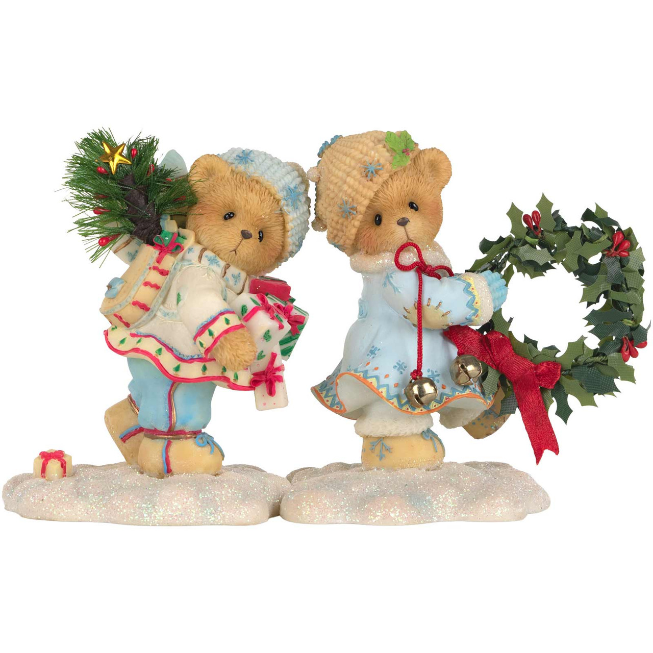 Cherished Teddies Erik & Inga Christmas Bears 2pc Figurine Set