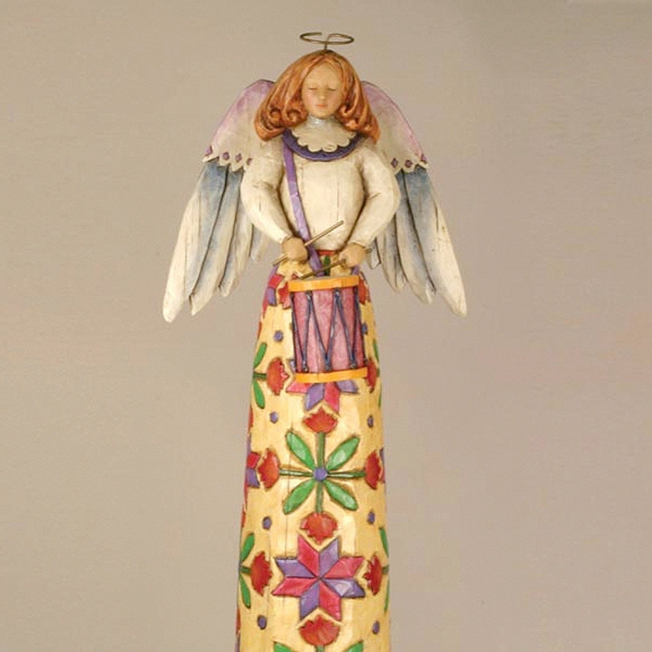 Heartwood Creek White Angel with Drum Figurine by Jim Shore