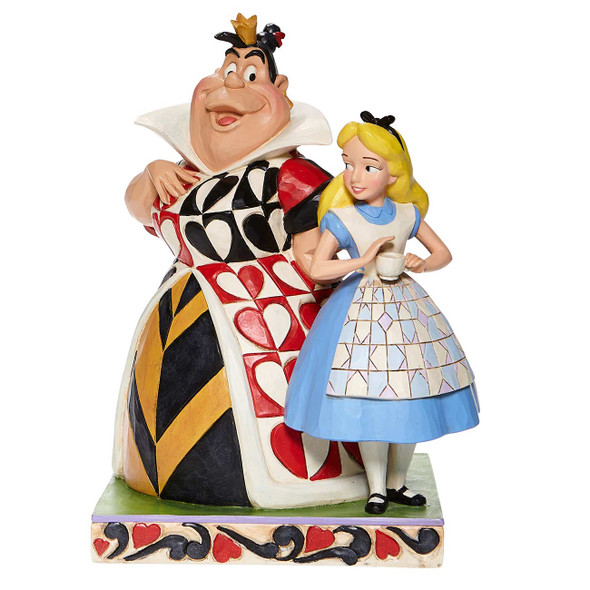Front view of Disney Traditions Alice and Queen of Hearts Figurine, 6008069. Front view of Disney Traditions Alice and Queen of Hearts Figurine, 6008069.