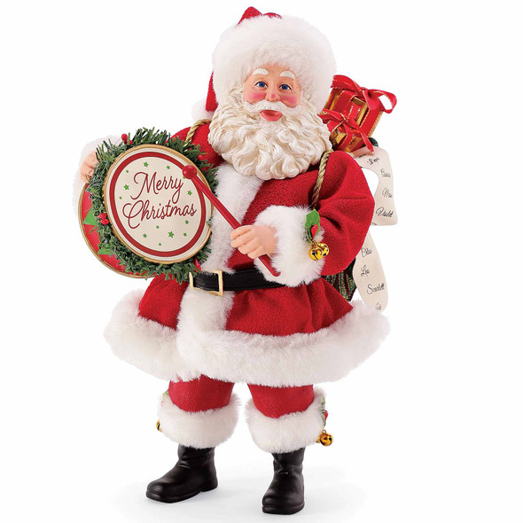 Possible Dreams Santa Claus with Merry Christmas Drum Figurine - 6009652