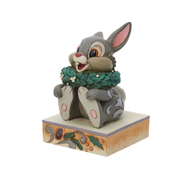 Front left angle view of Disney Traditions Thumper Christmas Figurine by Jim Shore, 6010878.