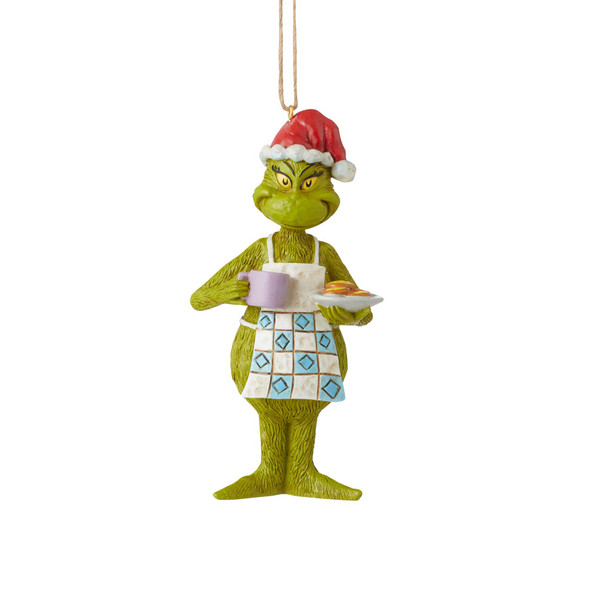 Front view of Dr. Seuss Grinch with Cookies Christmas Ornament by Jim Shore, 6010786.