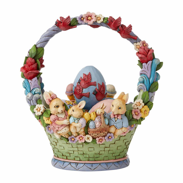 Rabbit side view of the Heartwood Creek 17th Annual Easter Basket and Eggs Figurine Set by Jim Shore, 6008810.
