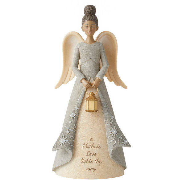 Front view of the Foundations Mother African American Angel Figurine, 6013084.
