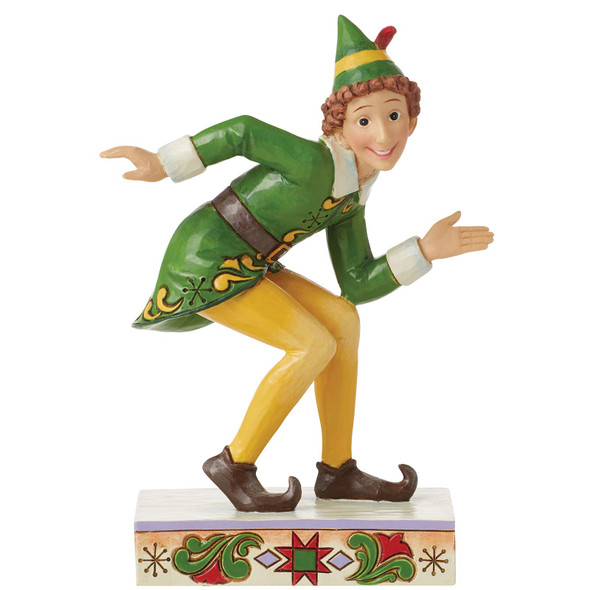 Front view of the Buddy in Crouching Pose 'Elf' Figurine by Jim Shore, 6013940.