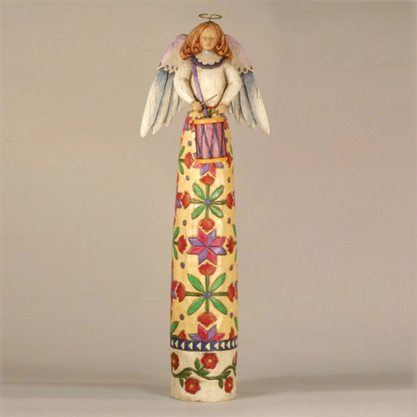 Heartwood Creek White Angel with Drum Figurine by Jim Shore