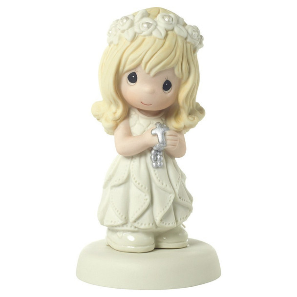 Front view of the Precious Moments First Holy Communion Girl Figurine, 172009.
