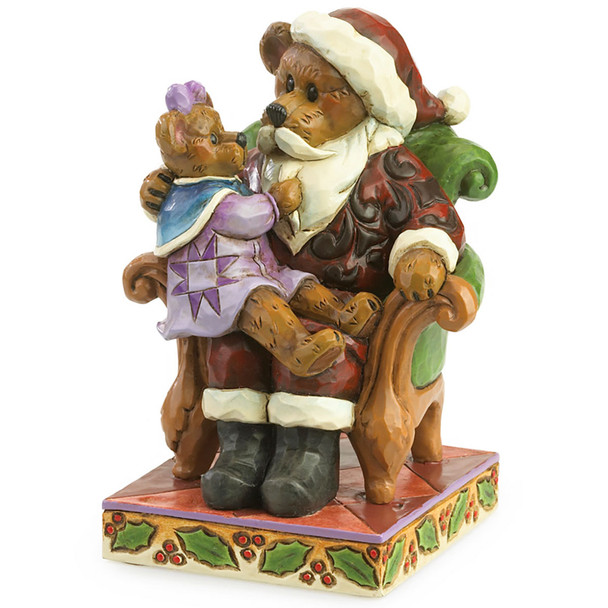 Jim Shore Boyds Santa and Girl Bear Holly Christmas Figurine – 4035827, 4035827