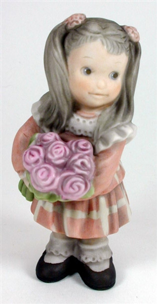 Pretty as a Picture, Girl holding bouqet of flowers Figurine by Kim Anderson, 472417