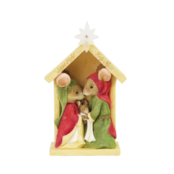 Front view of Tails with Heart Nativity Creche Mouse Figurine, 6008771.