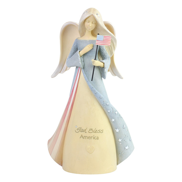 Front view of Foundations Patriotic Angel Figurine, 6007524.