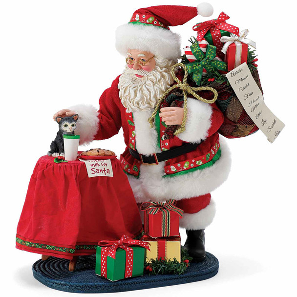 Possible Dreams Santa Delivering Presents Petting Cat Figurine Possible Dreams Santa Delivering Presents Petting Cat Figurine