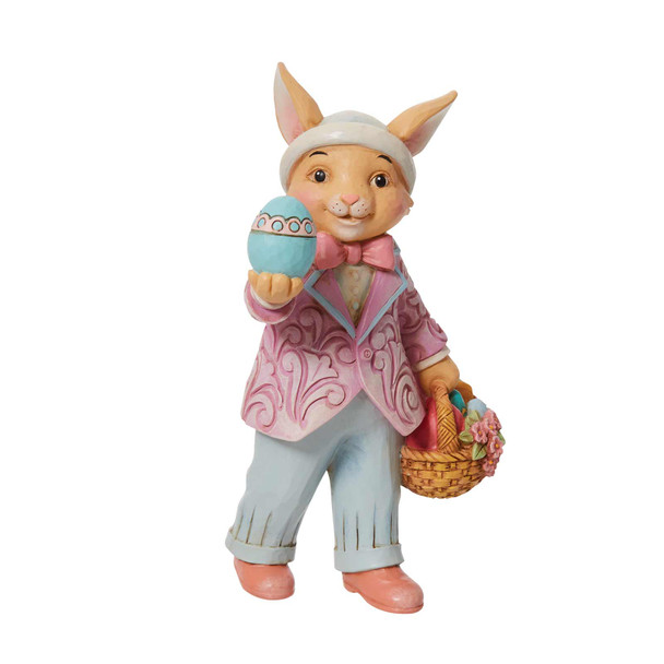 Front view of the Heartwood Creek Pint Size Bunny with Egg Figurine by Jim Shore, 6012442.