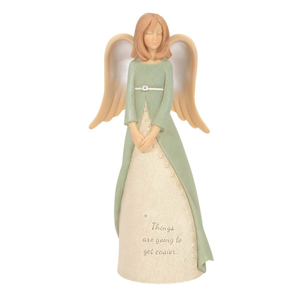 Front view of the Foundations Going to Get Easier Angel Figurine, 6011545.