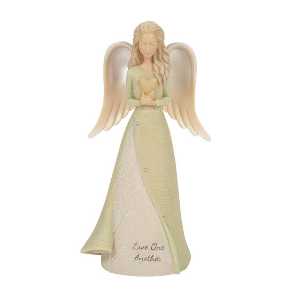 Front view of the Foundations Love One Another Angel Figurine, 6011544.
