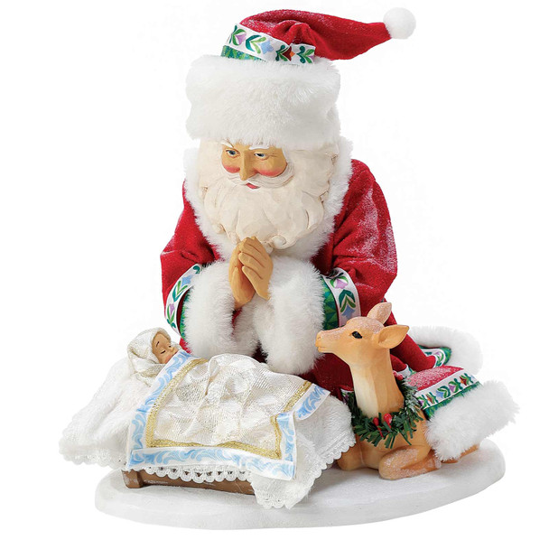 Possible Dreams Jim Shore Wrapped in Love Santa and Baby Jesus Figurine, 6012197.