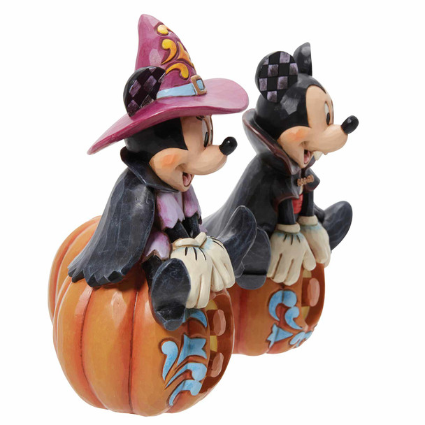 Front right angle view of the Disney Traditions by Jim Shore 'Cutest Pumpkins in the Patch' Mickey & Minnie Halloween Figurine, 6013052. Front right angle view of the Disney Traditions by Jim Shore 'Cutest Pumpkins in the Patch' Mickey & Minnie Halloween Figurine, 6013052.