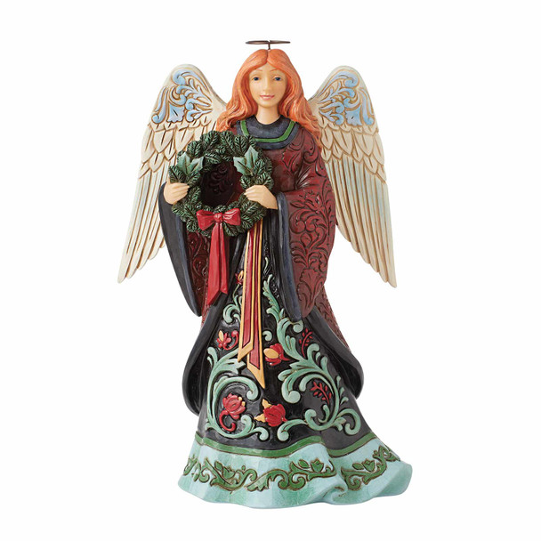 Front view of the Heartwood Creek Christmas Holiday Manor Angel Figurine by Jim Shore, 6012886.