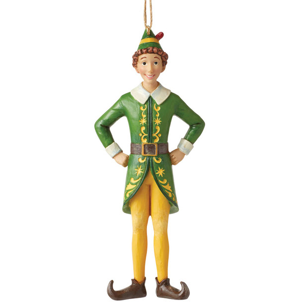 Front view of the Buddy in Classic Pose 'Elf' Christmas Ornament by Jim Shore, 6013944.