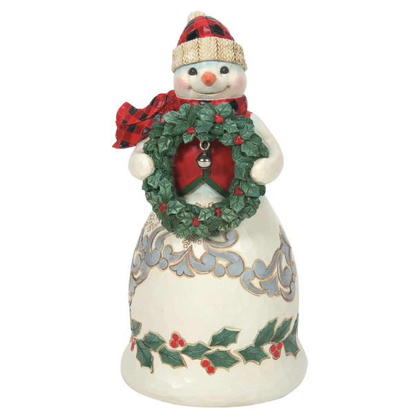 Front view of the Heartwood Creek Highland Glen Snowman with Vest Figurine by Jim Shore, 6012866.