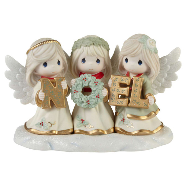 Front view of the Precious Moments Christmas Angels Figurine - 'Joyeux Noel' Limited Edition, 231035.