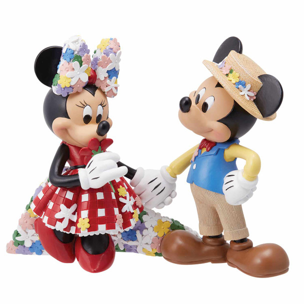 Front view of the Disney Showcase Botanical Mickey & Minnie Figurine Dapper Dan Style, 6014864.